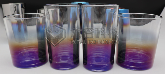 Macchina per placcatura ionica PVD ARC per bicchieri di vetro: colori arcobaleno, verde, blu, viola, oro, ambra