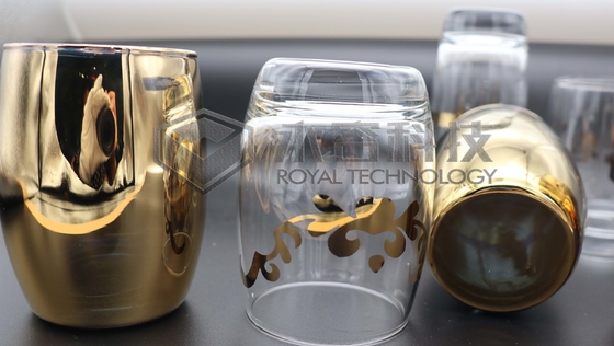Rivestimento in oro a 2 lati su vetreria con macchina per placcatura ionica Porcellana Rivestimento in oro e argento con motivi