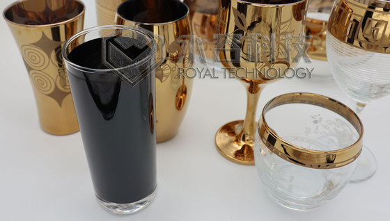 Rivestimenti dell'oro della cristalleria PVD, 2 dorature dei lati PVD sui prodotti di vetro